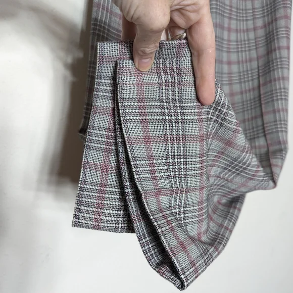 Isabel Marant Plaid Pant Gray Pink Woven Cotton Cropped Straight - Picture 5 of 11